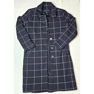 41 Hawthorn Womens SM Black & White Window Pane Plaid Long Sleeve Button-Up Coat